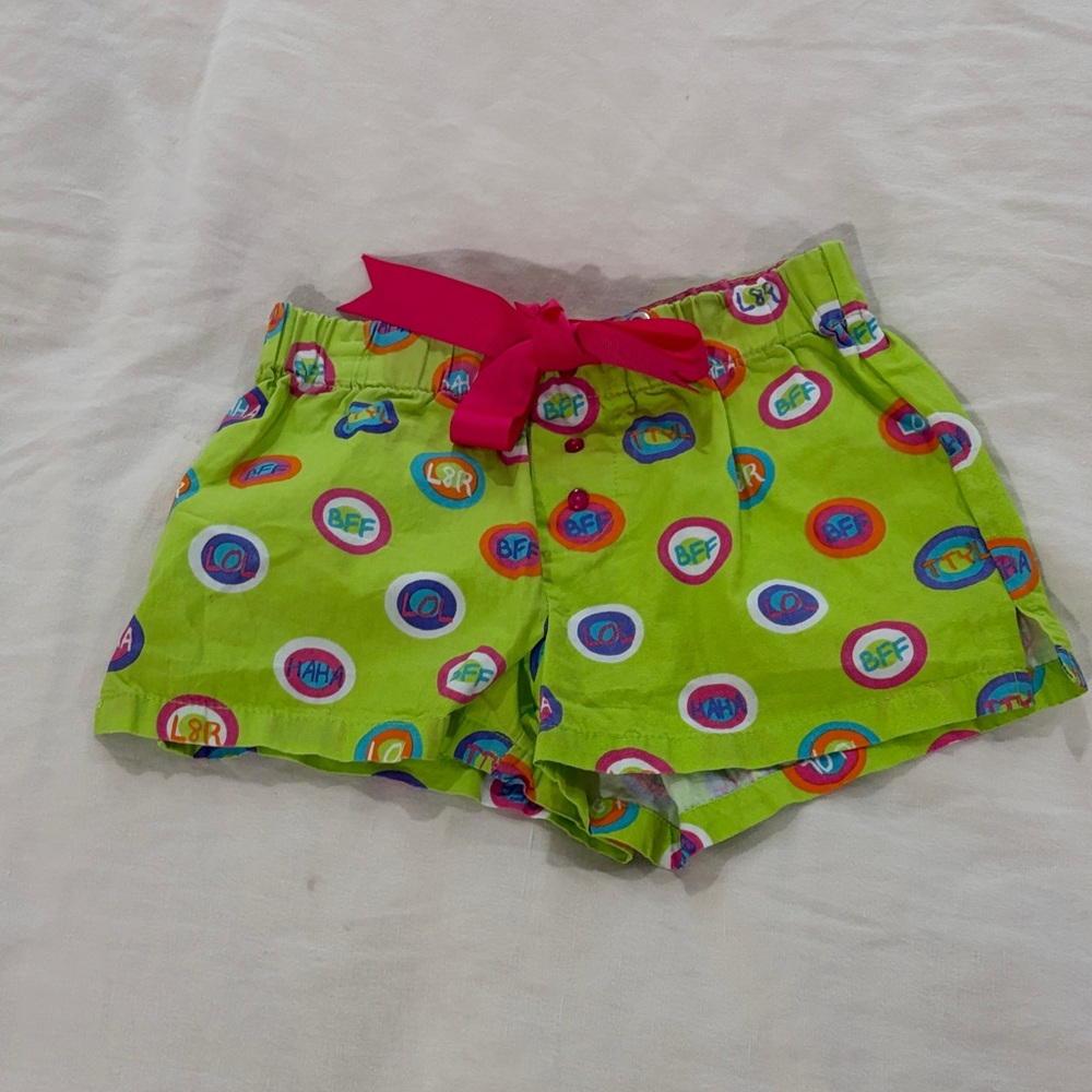 Mud Pie Lime Green Shorts with Hot Pink Bow